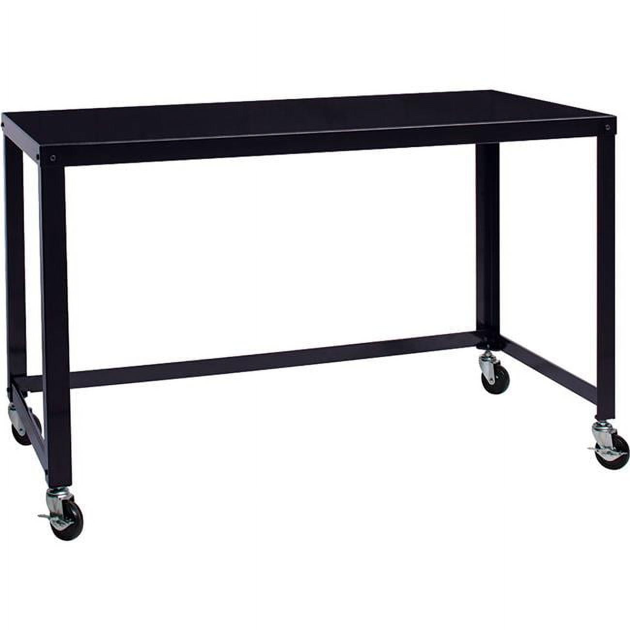 Modern Mobile 48" Black Steel Home Office Desk with Filing Cabinet