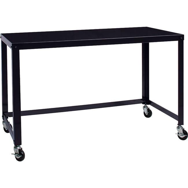 Modern Mobile 48" Black Steel Home Office Desk with Filing Cabinet