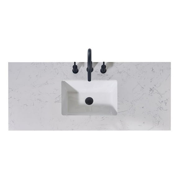 Altair 48. in Composite Stone Vanity Top in Aosta White Apron with White Sink