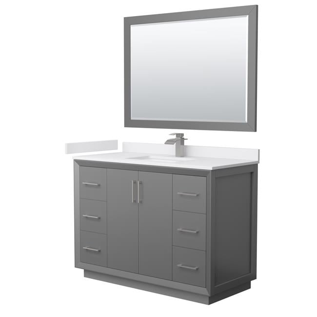 48 in. Strada Single Bathroom Vanity, Dark Gray, White Cultured Marble