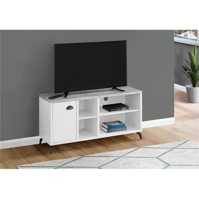 48 in. TV Stand, White & Grey CementLook Top