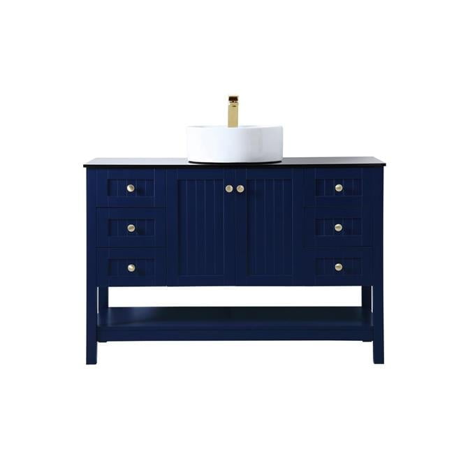 Blue 48" Steel and Porcelain Freestanding Bathroom Vanity