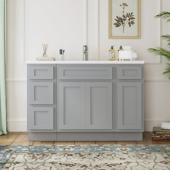 48 in. W x 21 in. D x 32.5 in. H Bath Vanity Cabinet without Top in Gray