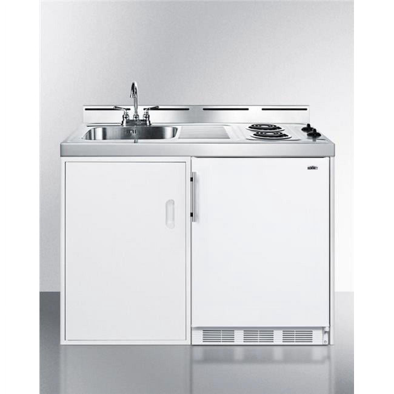 48 in. Wide All-in-One Kitchen with Coil Cooktop - White
