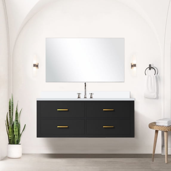 48 in. Wide Black Vanity with MDF Filler | Fully Assembled Design | Saves Time on Installation