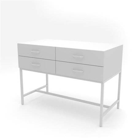 48 in. Wide Display Table Storage Cabinet with Drawers, Gloss White