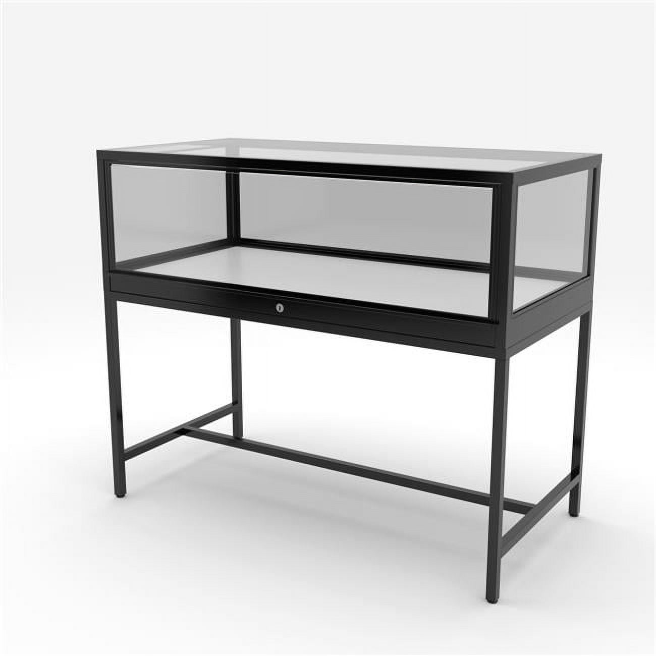 Elegant Satin Chrome 48" Glass Showcase Display Cabinet