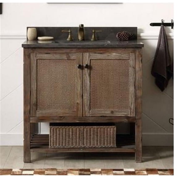 48 in. Wood Sink Vanity Match with Marble Top No Faucet, Rustic Brown