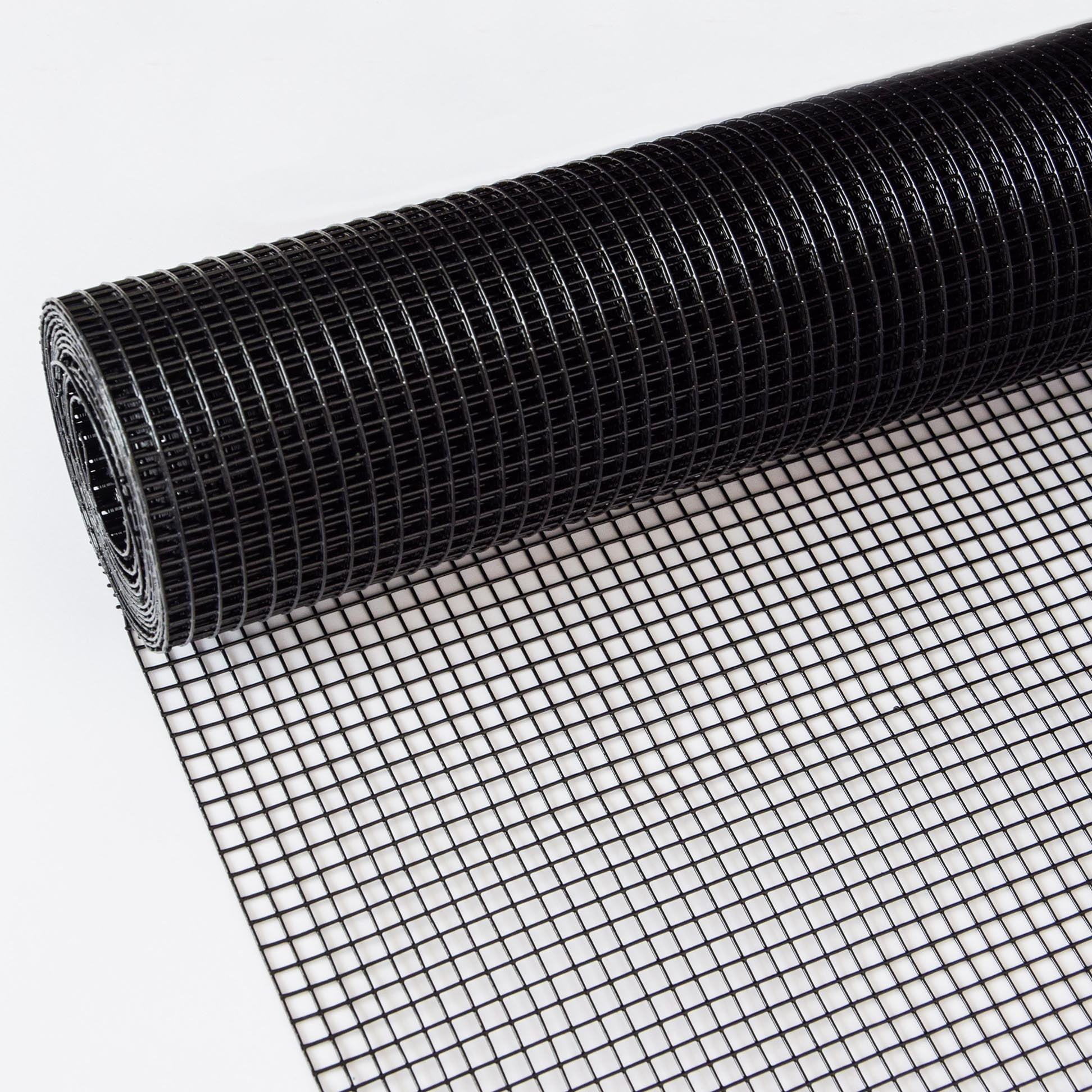 48 inch×50 Ft Black Vinyl Coated Hardware Cloth, 19 Gauge 1/2 inch
