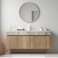 thumbnail image 1 of 48 inch Bathroom Vanity with Sink, Wall Mounted Bathroom Vanities with Drawer and 2 Doors, Roma Travertine-Pattern Countertop and Ceramic Basin, Pre-Assembled, 1 of 6