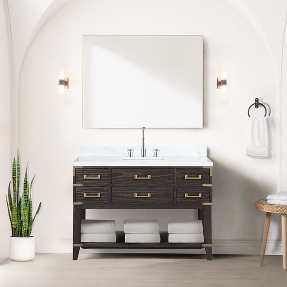 48-inch Brown Vanity | Fully Assembled Design | Soft Close Drawers