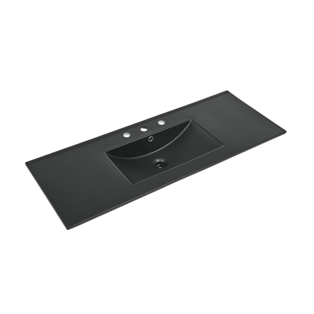 Matte Black Ceramic Vanity Sink Top with Three Faucet Holes