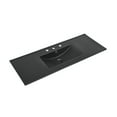 thumbnail image 1 of 48 inch Ceramic Vanity Sink Top in Matte Black with 3 Holes, 1 of 8