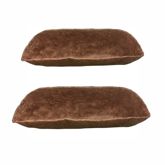 48 inch Coco Fiber Replacement Liners Natural Coco Liner for Window Box 2PCS Trough Coco Coir Liners for Fence Flower Basket