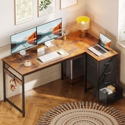 48 inch Computer Desk with 4 Fabric Drawers   Home Office Desks with Storage, Writing Desk with Side Hook, Desk Study/Work Table for Bedroom and Small Space, Vintage