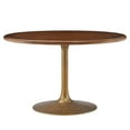 thumbnail image 1 of 48 inch Dining Table, Round, Walnut Gold, Wood, Metal, Kitchen Cafe Bistro Hospitality Restaurant, Modern Contemporary, HB37537, 1 of 7