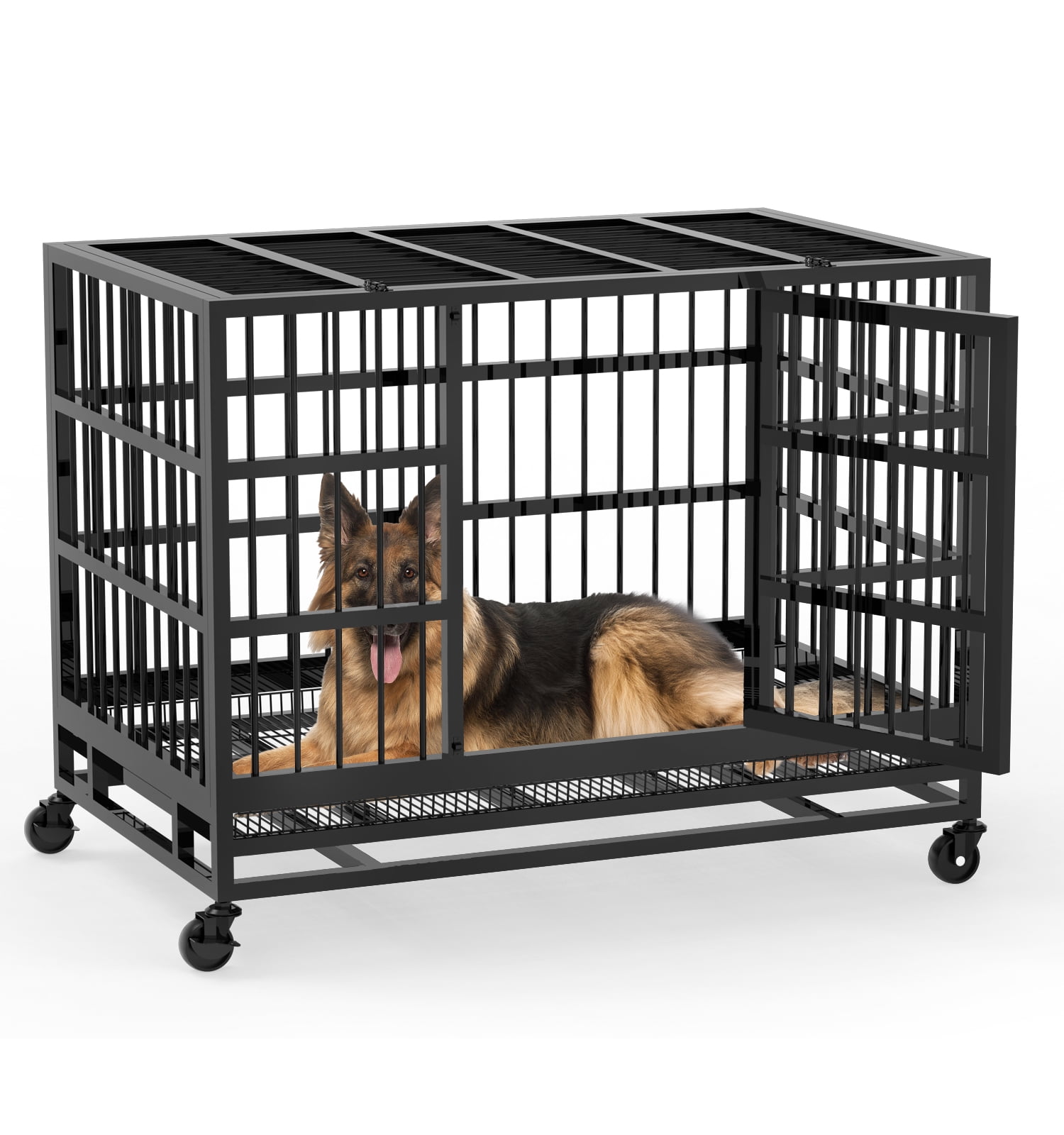 48 inch Heavy Duty Indestructible Dog Crate, Escape Proof Dog Cage