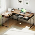 thumbnail image 1 of 48 inch L Shaped Computer Desk with Drawers, Corner Desk with Power Outlets & Reversible Storage Shelves, Simple Computer Desk for Home Office Gaming, Vintage, 1 of 8