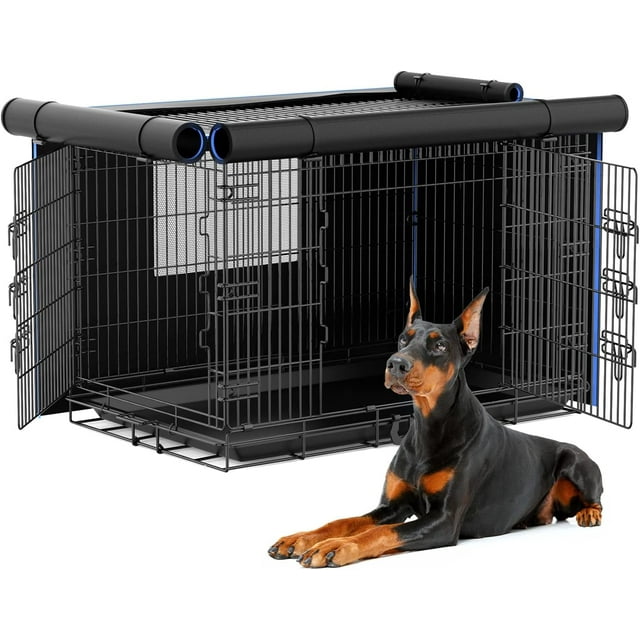 48 inch Large Dog Crates with Cover, Double Door Pet Kennel & House for
