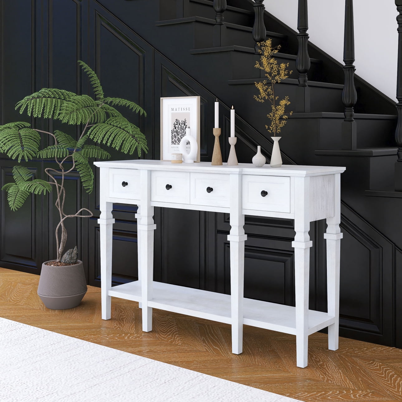 48 inch Long Console Table, Modern Console Table with 4 Drawers and 1 ...