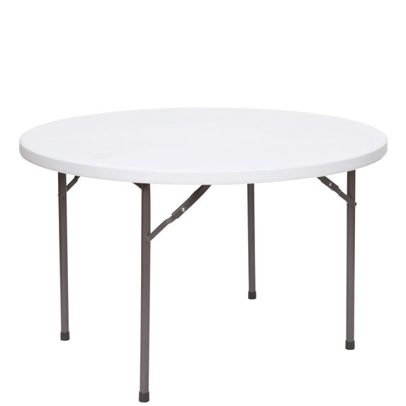 48 inch Rhino Plastic Round Folding Table - White Granite