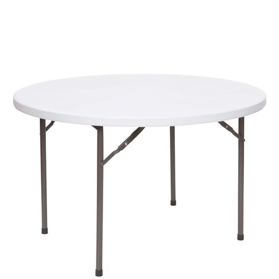 48 inch Rhino Plastic Round Folding Table - White Granite