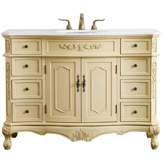 Elegant Kitchen and Bath 48 inch Single Bathroom vanity in light antique beige