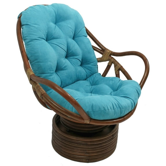 Blazing Needles 48" x 24" Solid Micro Suede Swivel Rocker Cushion-Color:Aqua Blue