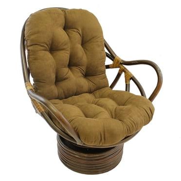 48-inch by 24-inch Solid Micro Suede Swivel Rocker Cushion - Saddle Brown