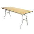 thumbnail image 1 of 48 inch x 30 inch WFT Series Birch Wood Rectangle Folding Table - Metal Edge, 1 of 5