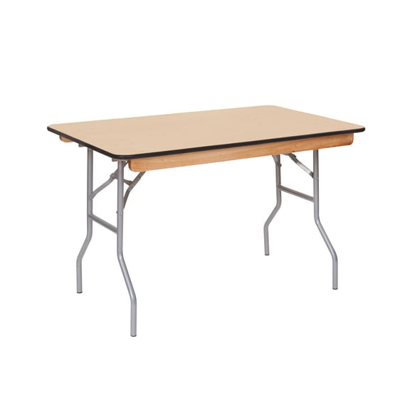 48 inch x 30 inch WFT Series Birch Wood Rectangle Folding Table - Rubber Edge