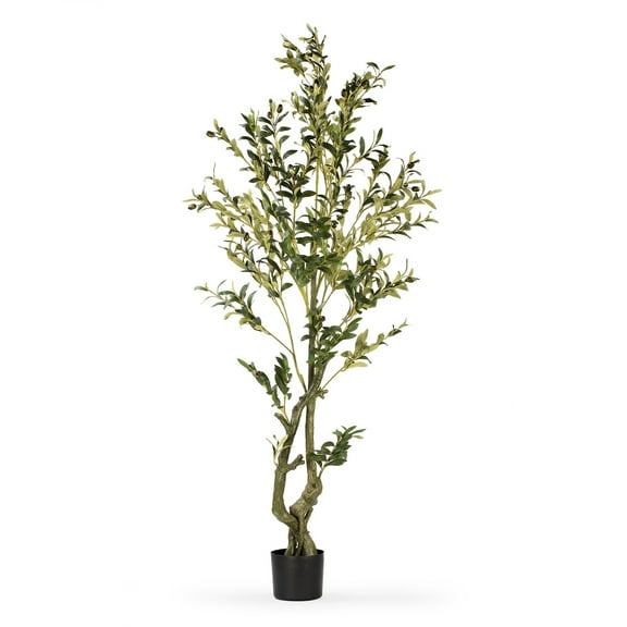 48 inches Faux Olive Tree with Branches and Fruits in Black Nursery Pot