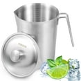 thumbnail image 1 of 48 oz/64 oz Stainless Steel Pitcher with Lid Rustproof Stainless Steel Measuring Cup with Marking and Handle for Home Kitchen Restaurant Bar, 1 of 11