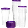 thumbnail image 1 of 48 oz Clear Twist Top Storage Deli Containers with Leak Proof Lids Purple - BPA Free Snack Containers Airtight Reusable Plastic Food Storage Canisters with Twist Seal Caps Kitchen Organizer (12), 1 of 7