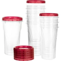 48 oz Clear Twist Top Storage Deli Containers with Leak Proof Lids Red - BPA Free Snack Containers Airtight Reusable Plastic Food Storage Canisters with Twist Seal Caps Kitchen Organizer (4)
