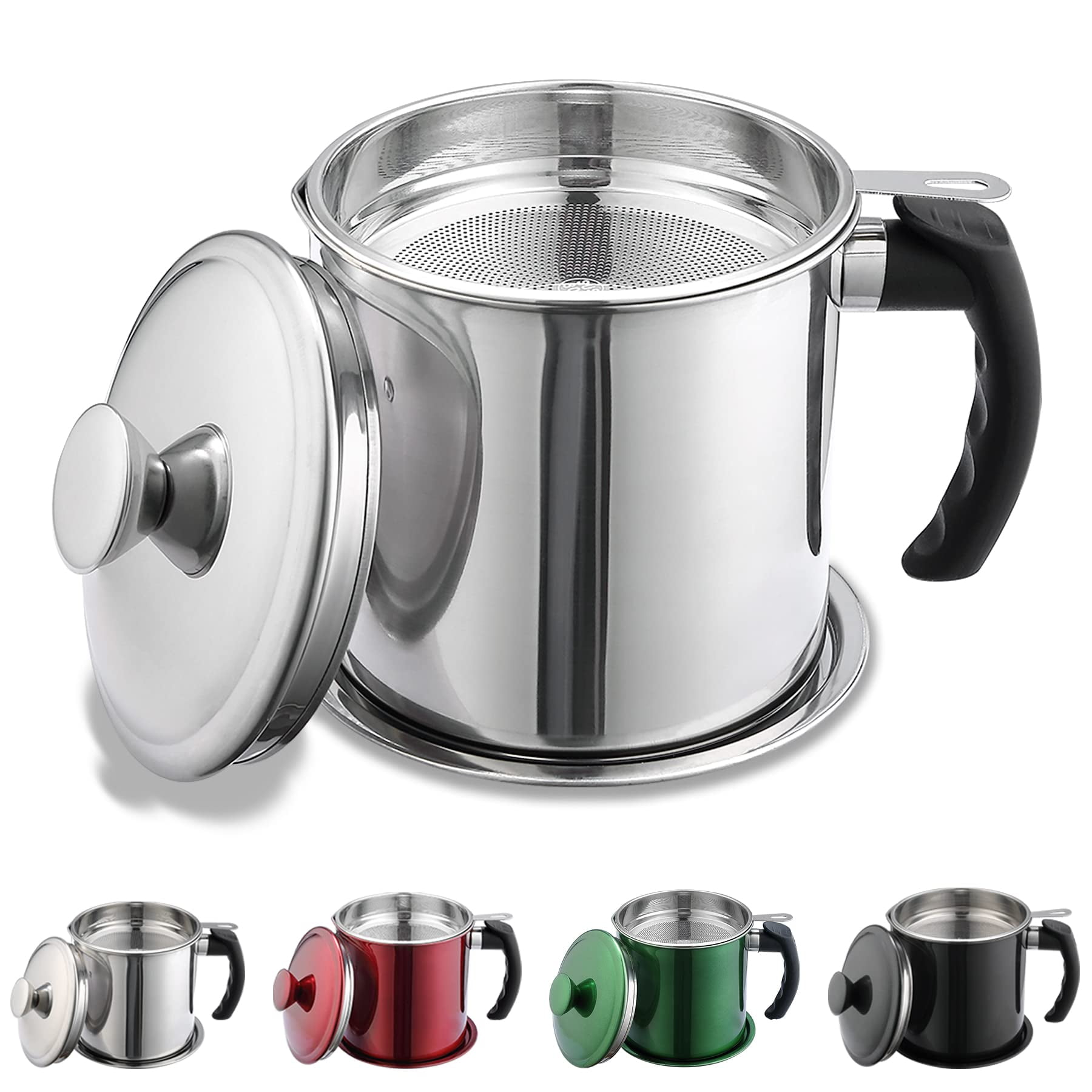 48 oz Stainless Steel Cooking Oil Container, Grease Storage Pot with ...