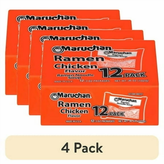 (48 pack) Maruchan Ramen Noodle Soup, Chicken Flavor Instant Noodles, 3 oz, pack of 12