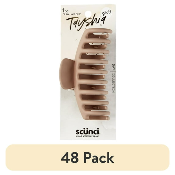 (48 pack) Tayshia by Scunci Long Teeth Barrel Claw Clip, Blush Pink