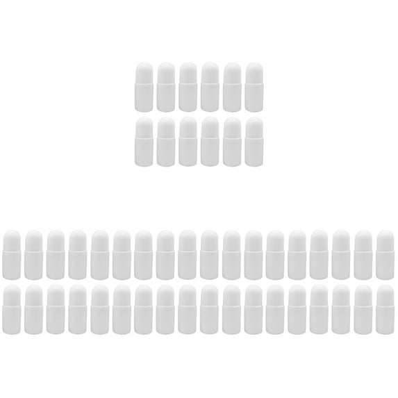 48 pcs 50ML Plastic Roller Bottles for Essential Oils Empty Refillable Roll on Bottles Reusable Leak-Proof DIY Deodorant Containers with Plastic Roller Ball(White)
