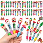 48 pcs Christmas Multicolor Ballpoint Pens 4 Colors in 1, Retractable 0.7mm Cartoon Cute Fun Pens for Santa Snowman Writing Pens (Random style)