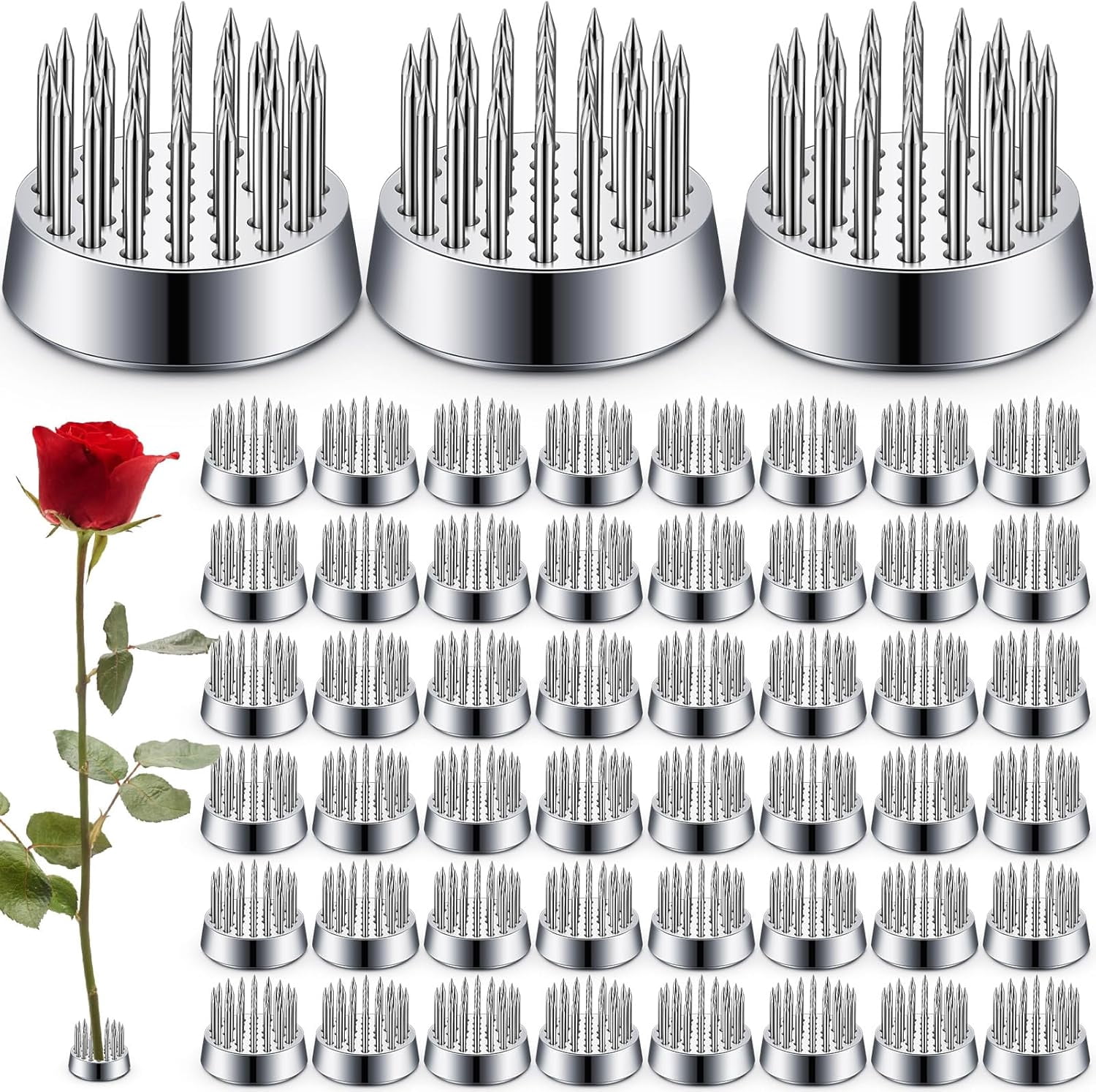 48-piece Mini Round Flower Frogs for Arrangements, Ikebana Decoration ...