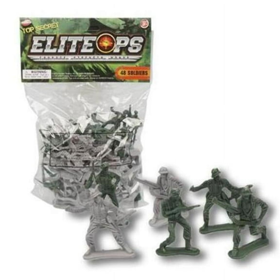 48 pieces Tan & OD Green Plastic Army Men Military Toy Soldier 2 inch Figure