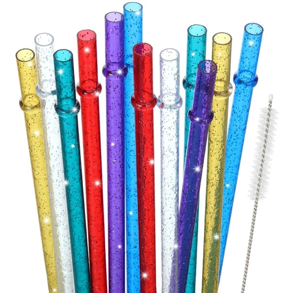 48 pieces plastic straws with bride team flags reusable sparkling drinking straws (gold, dark blue, purple, red, white, green)