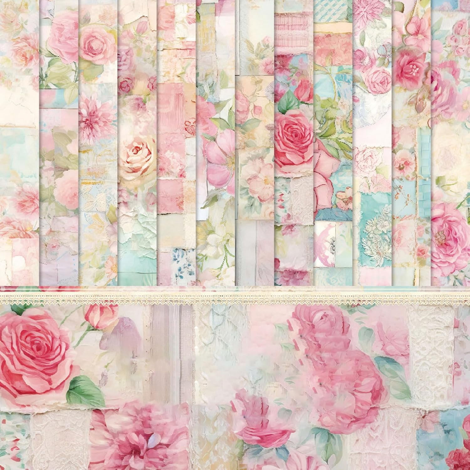 48 pieces of vintage floral scrapbook paper sheets 66, floral pattern design decorative paper, for album backgrounds handmade craft project diary greeting cards