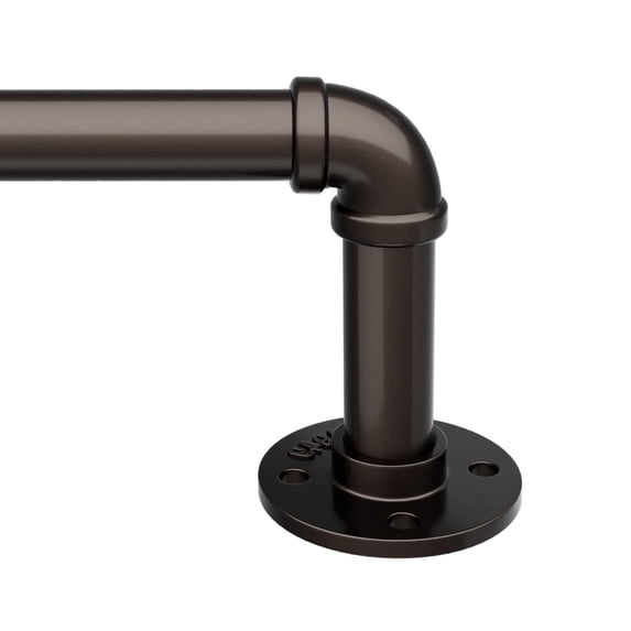 48" to 86"Curtain Rods for Windows,1 inch Industrial Curtain Rod, Adjustable Wrap Around Curtain Rods,Industrial Indoor/Outdoor Curtain Rod,Bronze