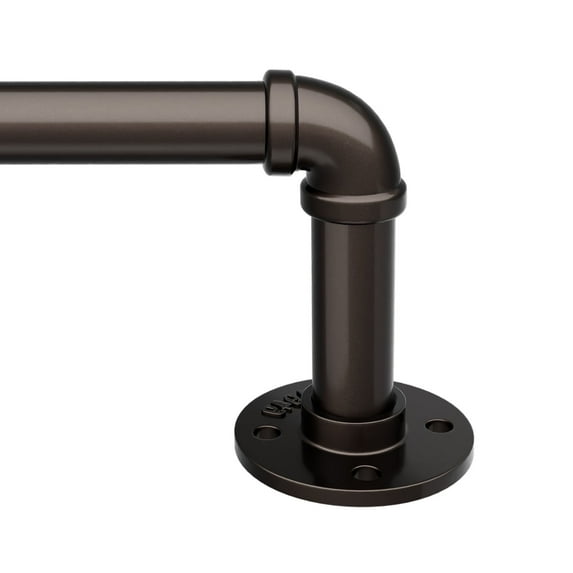 48" to 86"Curtain Rods for Windows,1 inch Industrial Curtain Rod, Adjustable Wrap Around Curtain Rods,Industrial Indoor/Outdoor Curtain Rod,Bronze