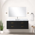 thumbnail image 1 of 48"w X 22"d Black Vanity In Bathroom - Marble Countertop, Solid Wood Structure, Soft Close Function, Fully Cabinet With Top Frame, Comes Assembled, 1 of 3