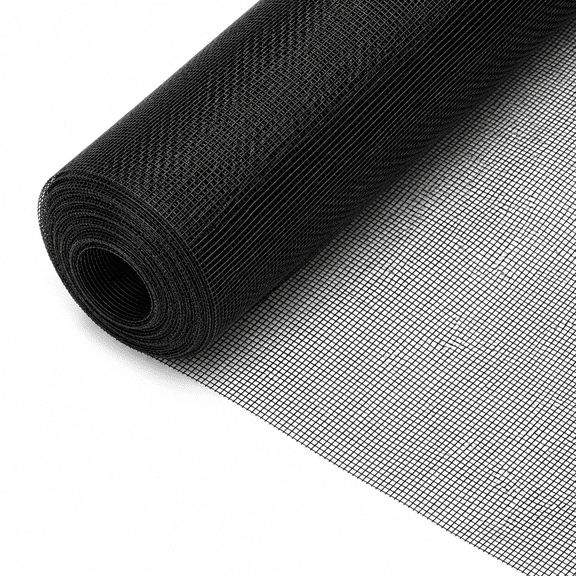 Window Screen Replacement Mesh Cut-to-Size Black Polypropylene 1 Pack 48 x 102 Inch