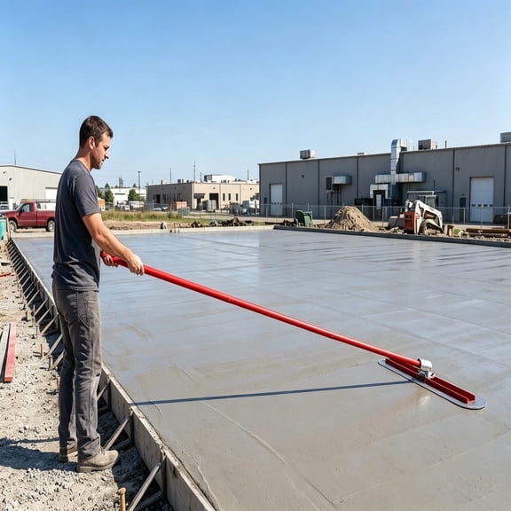 48x12 Inch Stainless Steel Bull Float Kit, Red Cement Finishing Tool with Adjustable Angle Connector and 4 Interlocking Poles for Pool Deck Leveling