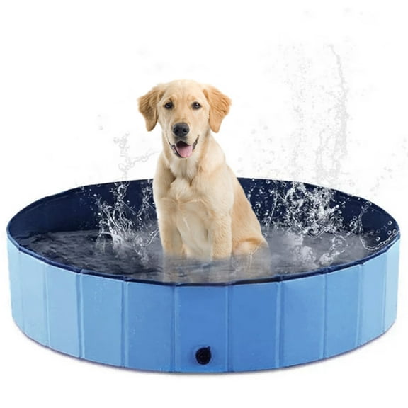 48" x 12" Foldable Dog Bath Swimming Pool, Plastic Kiddie Pool Portable Tub Collapsible Grooming Bathtub for Pets Kids Baby and Toddler